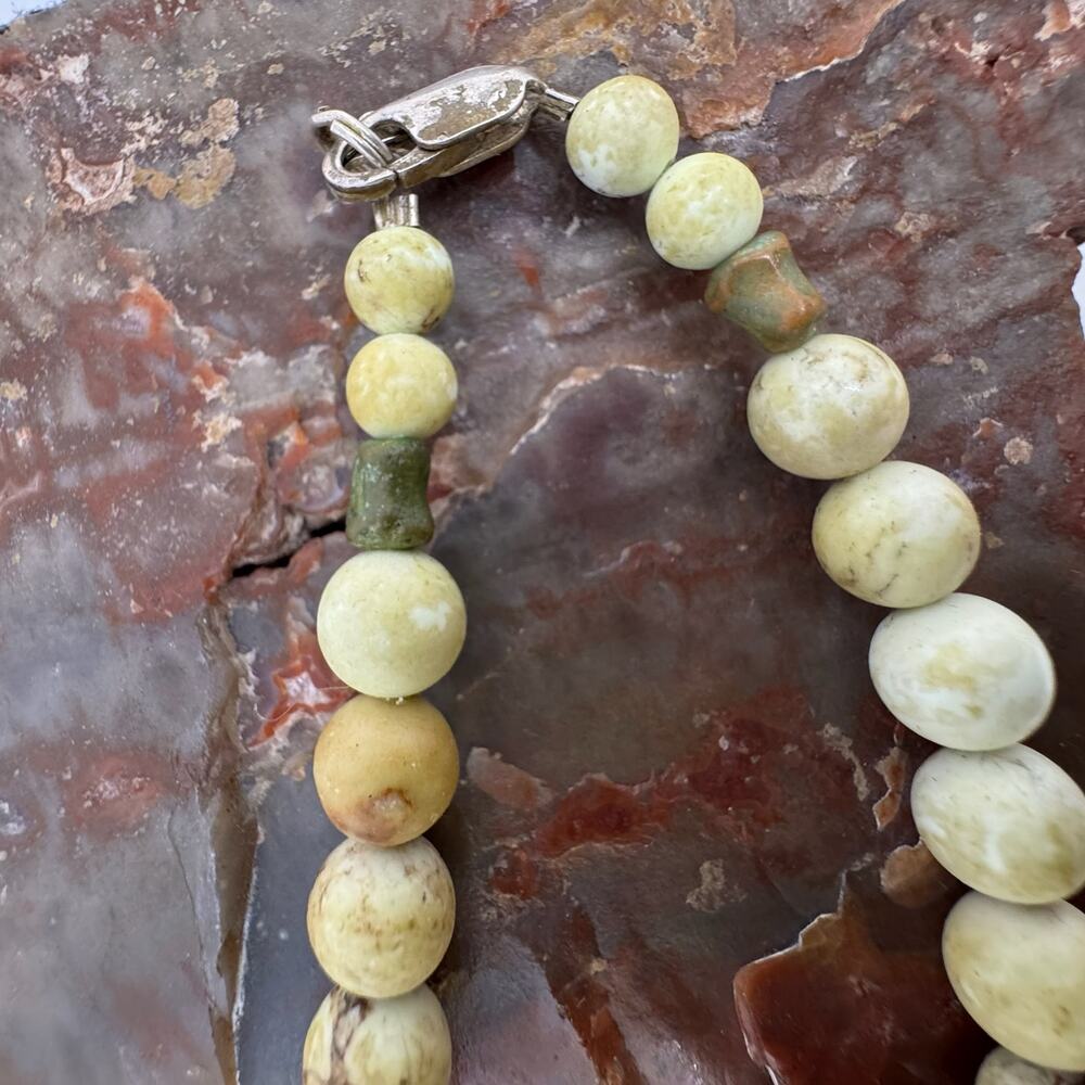 Vintage Beaded Rare Spotted Jasper & Sterling Silver Pendant Necklace - Picture 7 of 9